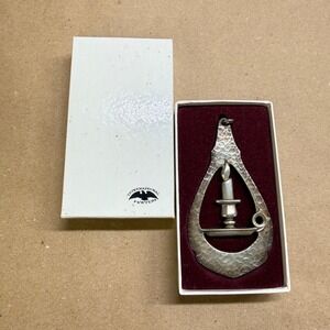 International Pewter Candle Ornament Hammered Teardrop Vintage Christmas Box